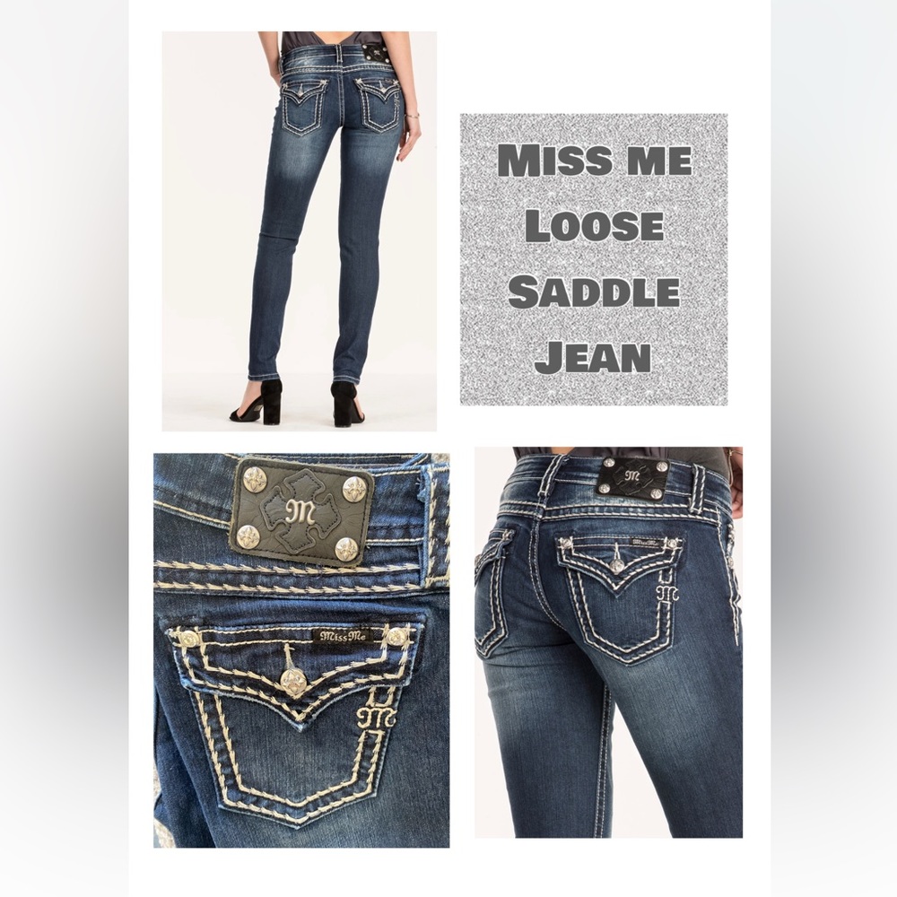 👖💙MISS ME LOOSE SADDLE STITCH BORDER SKINNY JEANS